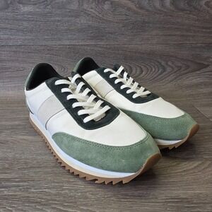 J Crew Sneakers Womens 10 Green Colorblock Cushioned Suede Trainers Retro Preppy